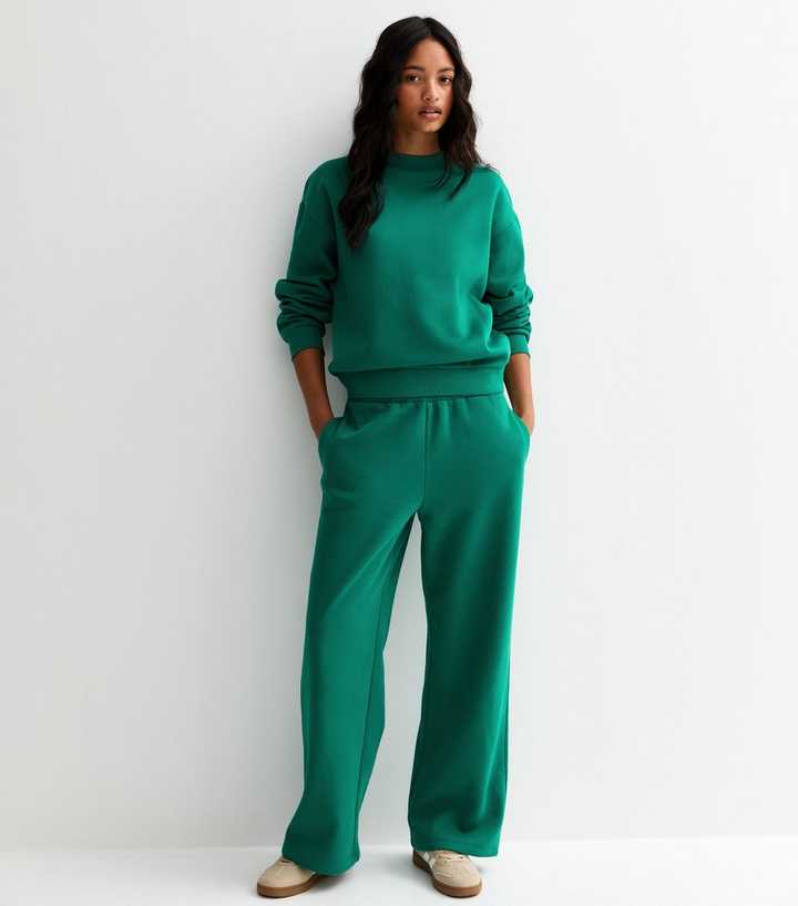 Green Wide Leg Relaxed Fit Joggers