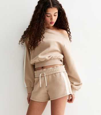 Girls Stone Side Stripe Drawstring Shorts