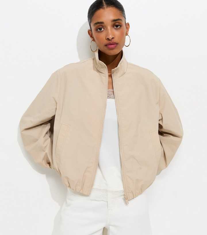 Stone Zip Through Funnel Windbreaker Jacket