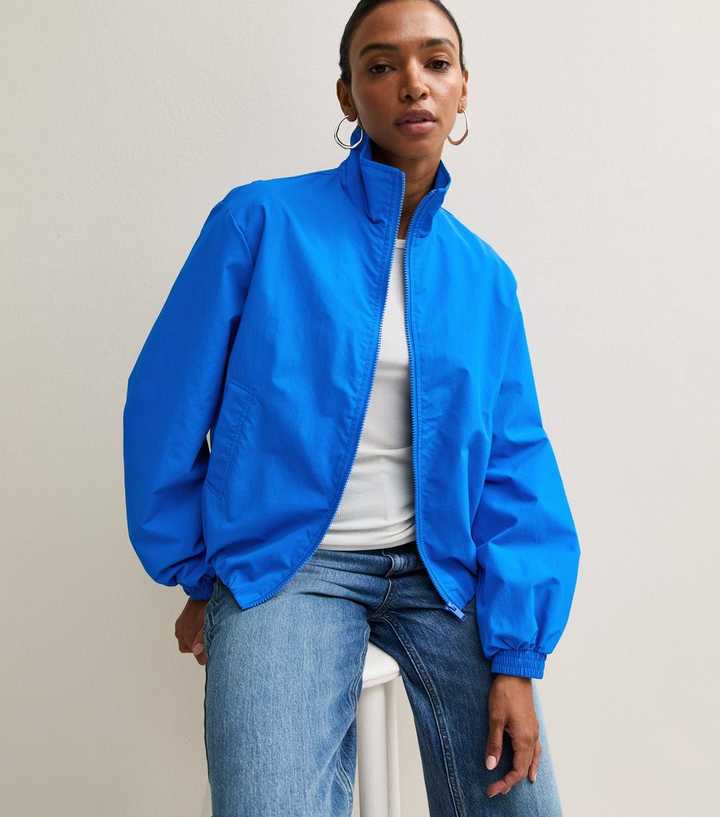 Blue Zip Through Funnel Windbreaker Jacket