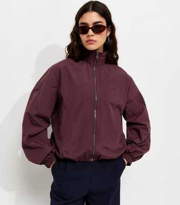 Dark Burgundy Zip Through Windbreaker Jacket