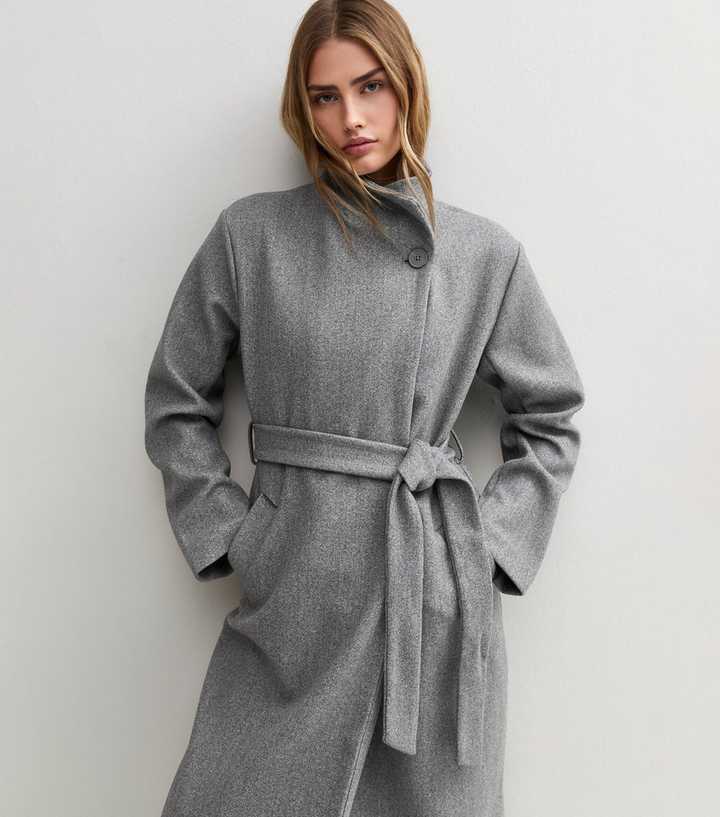 Dark Grey Funnel Neck Tie Waist Coat