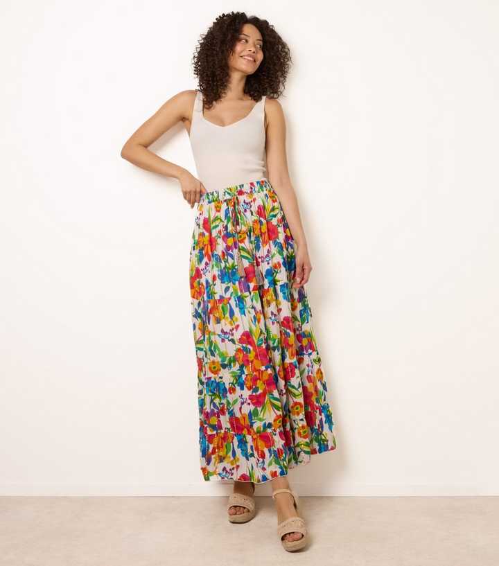 Blue Vanilla Multicolour Floral Print Tiered Maxi Skirt