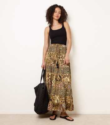 Blue Vanilla Multicolour Mixed Animal Print Tiered Maxi Skirt
