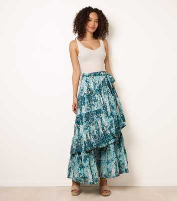 Blue Vanilla Blue Wrap Tiered Maxi Skirt