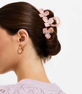 Pink Triple Flower Diamanté Stud Hair Clip