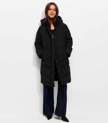Petite Black Longline Puffer Jacket
