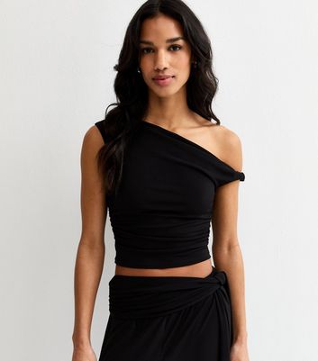 トップス Ans Dotsloevner SHOULDER TOPS / BLACK Black Draped Off The Shoulder Top | New Look