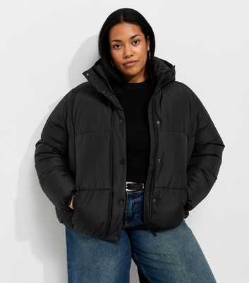 Curves Black Cropped Puffer Jacket