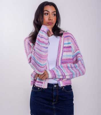 Sunshine Soul Bright Pink Striped Space Dyed Cardigan