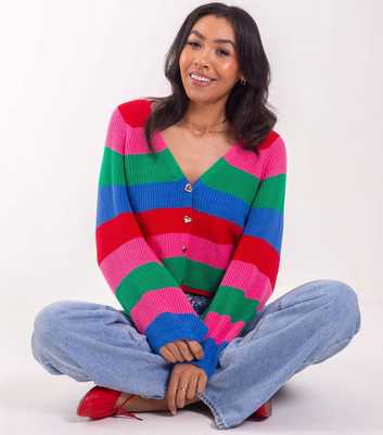 Sunshine Soul Multi Colour Striped Cropped Cardigan