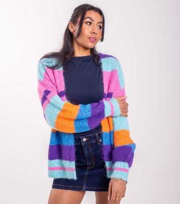 Sunshine Soul Bright Blue Striped Longline Cardigan