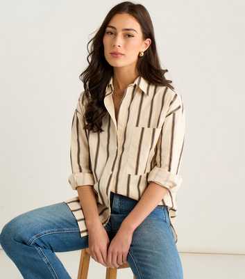 Gini London Cream Thin Stripe Button Through Shirt