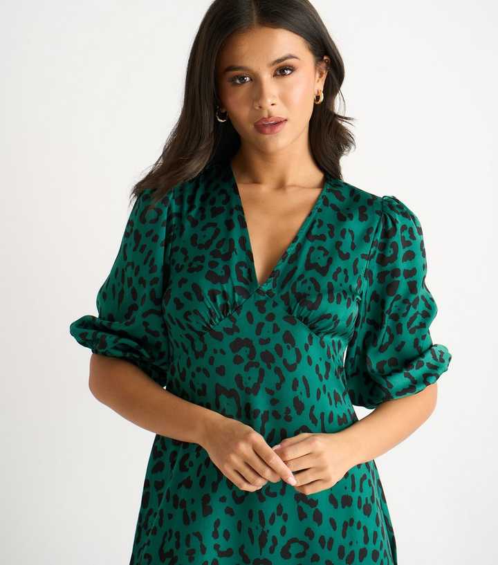 green emerald velvet dress Give Your All Green Leopard Dress  Shop the Mint