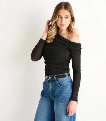 Gini London Black Jersey Off Shoulder Top