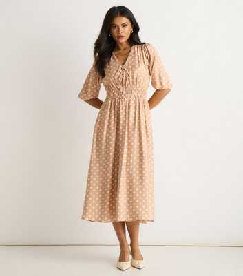 Gini London Cream Polka Dot Midi Dress