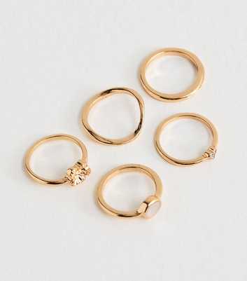 Pack of 5 Gold Tone Sleek Stacking Rings