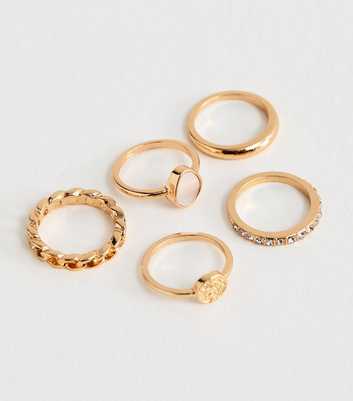 Pack of 5 Gold Tone Sleek Stacking Rings