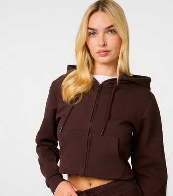 Pink Vanilla Dark Brown Zip Front Hoodie