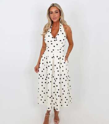 AX Paris Cream Polka Dot Halter Neck Midi Dress