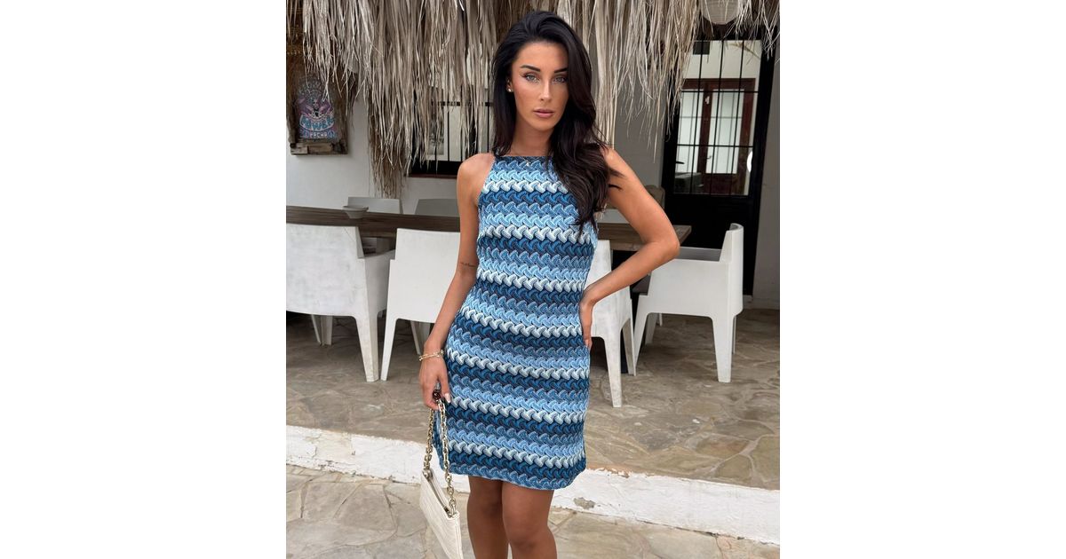 AX Paris Blue Crochet Racer Slip Mini | New Look