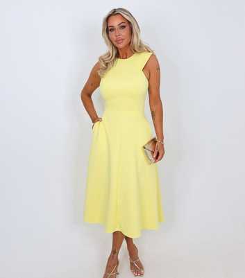 AX Paris Yellow Round Neck A-Line Midi Dress