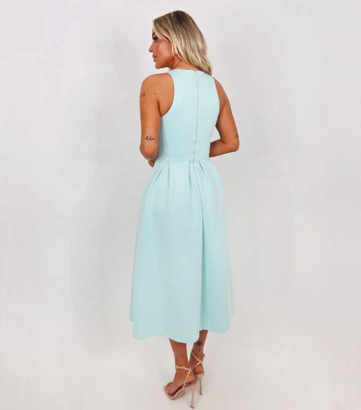 mint green pleated midi dress Ribkoff Mint Floral Pleated Midi Dress
