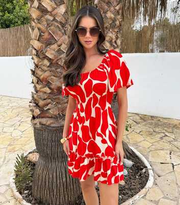 AX Paris Red Butterfly Sleeve Frill Hem Mini Dress