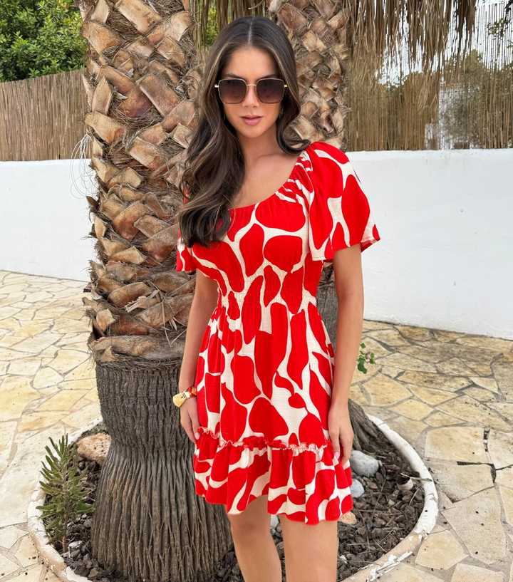 AX Paris Red Butterfly Sleeve Frill Hem Mini Dress