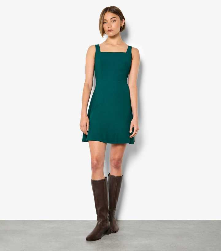 Apricot Dark Green Square Neck Mini Dress | New Look Apricot Dark Green Square Neck Mini Dress | New Look