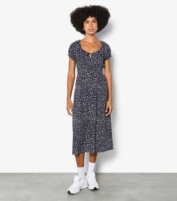 Apricot Blue Spotty Midi Milkmaid Dress