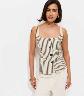 Cream Stripe Cami Strap Waistcoat