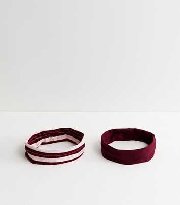 Pack of 2 Burgundy Striped Stretch Headbands