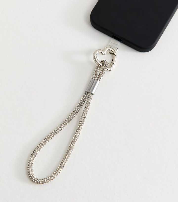Silver Tone Diamante Embellished Phone Strap