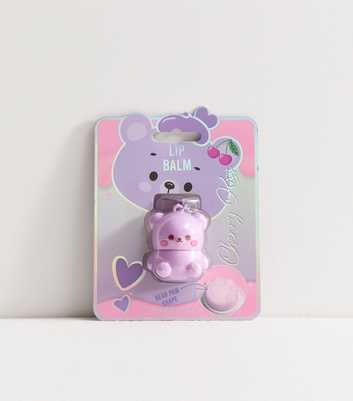 Purple Cherry Kiss Bear Lip Balm Keyring