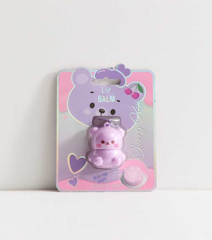 Purple Cherry Kiss Bear Lip Balm Keyring