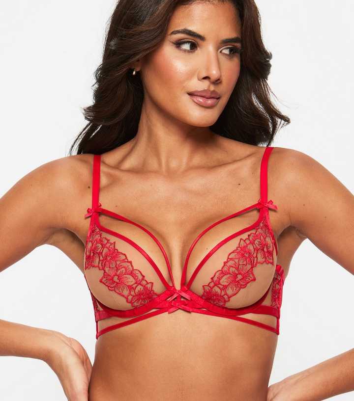 Ann Summers Bright Red Floral Affair Non Padded Plunge Bra