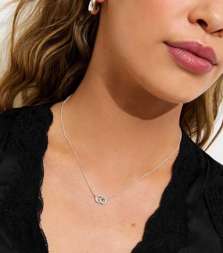 Silver Tone Diamant?� Double Link Chain Necklace