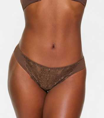 Ann Summers Dark Brown Lace Brazilian Briefs