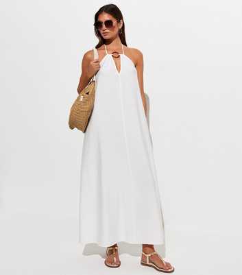 White Tortoiseshell Ring Maxi Dress