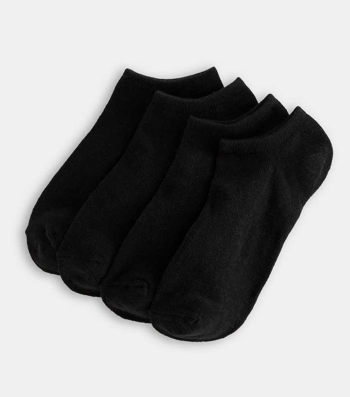 Pack of 4 Black Cotton Rich Trainer Socks