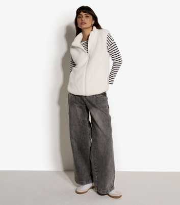 Apricot Cream Fleece Zip Up Gilet