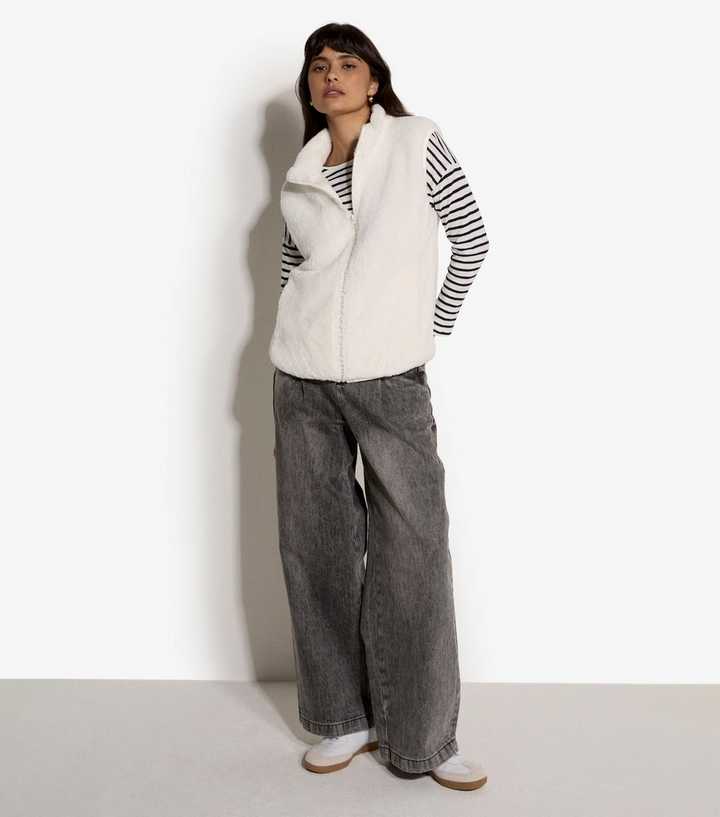 Apricot Cream Fleece Zip Up Gilet
