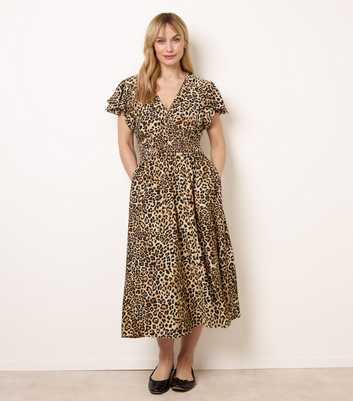 Blue Vanilla Brown Animal Print Midi Dress