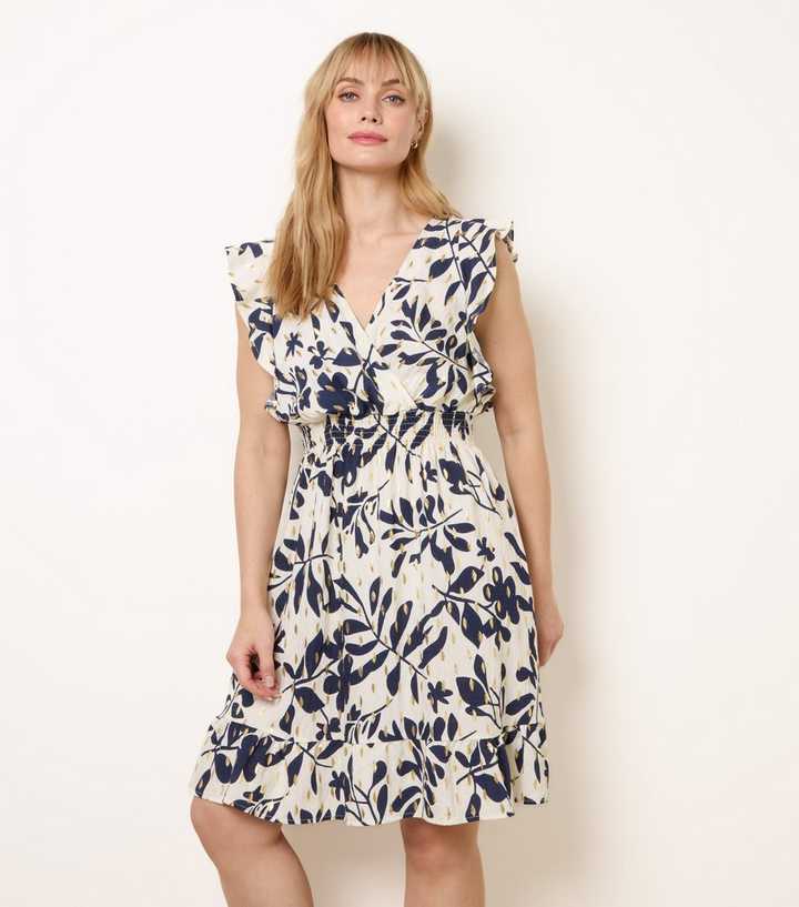 Blue Vanilla Navy Patterned Wrap Mini Dress