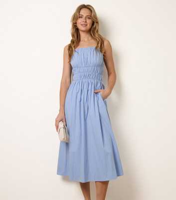 Blue Vanilla Blue Ruched Bust Strappy Midi Dress