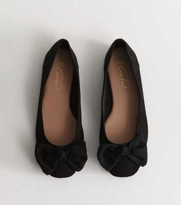 Extra Wide Fit Black Faux Suede Ballerina Flats