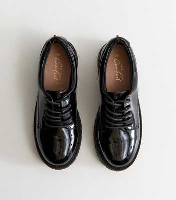 Black Patent Faux Leather Lace Up Shoes