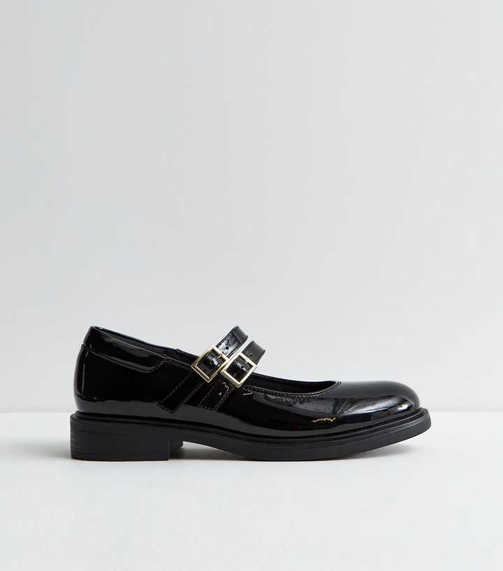 Black Patent Faux Leather Mary Jane Flats