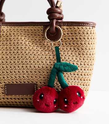 Burgundy Cherry Plush Bag Charm